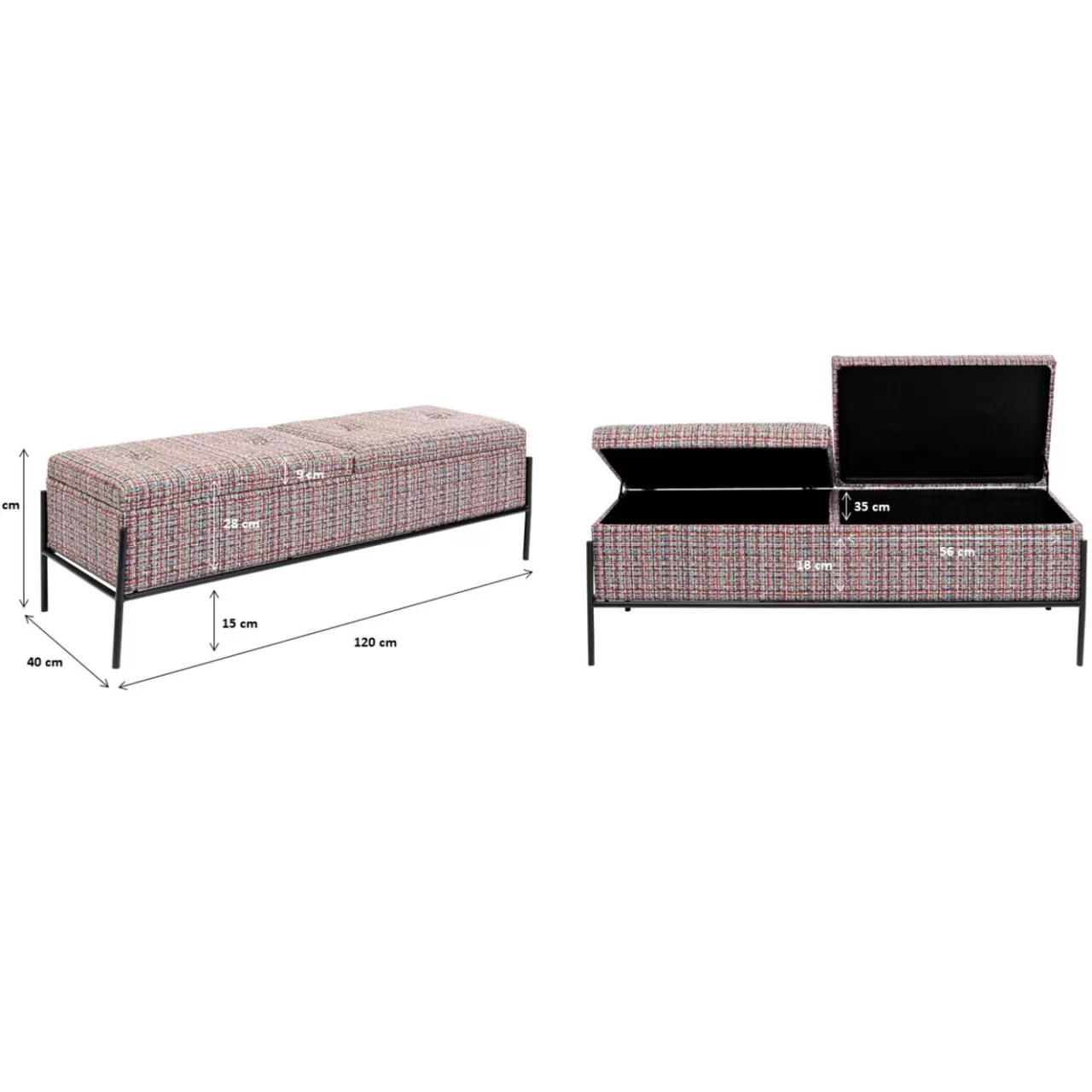 Banquette Buttons Storage Colore*KARE Design Best