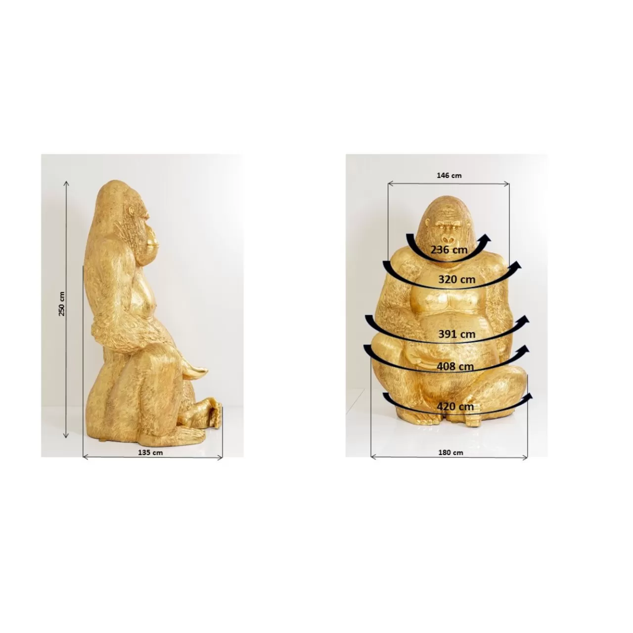 Figurine Décorative Gorilla Dore Xxl 249*KARE Design New