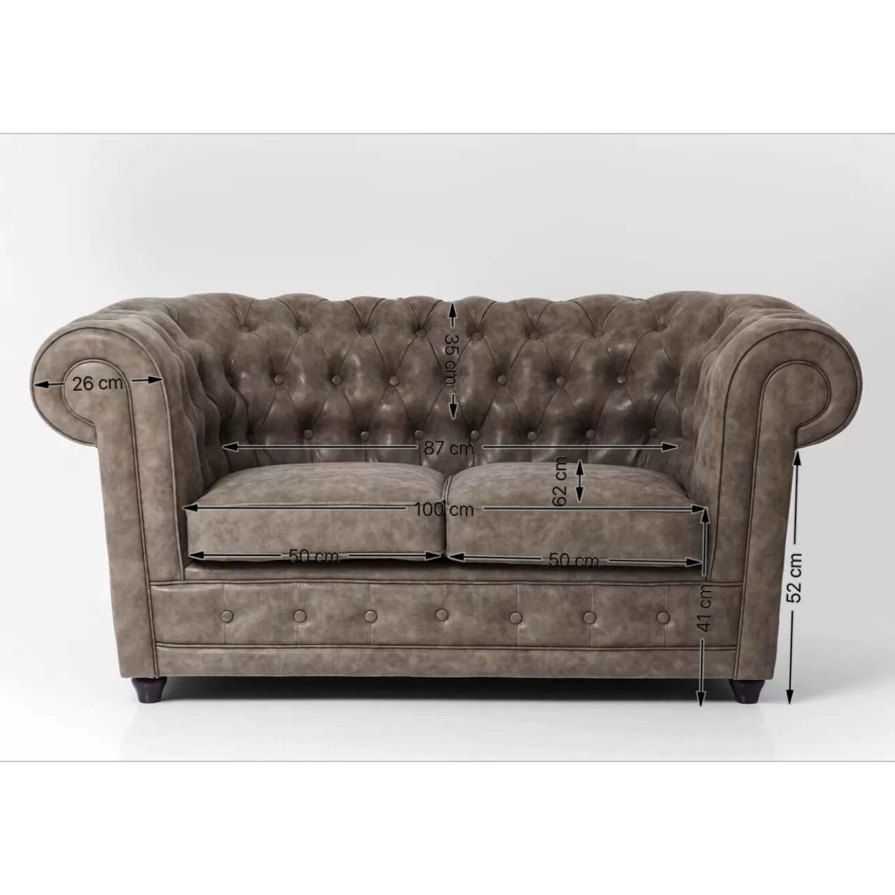 Sofa Cambridge 2 Places Vintage Smart*KARE Design Discount