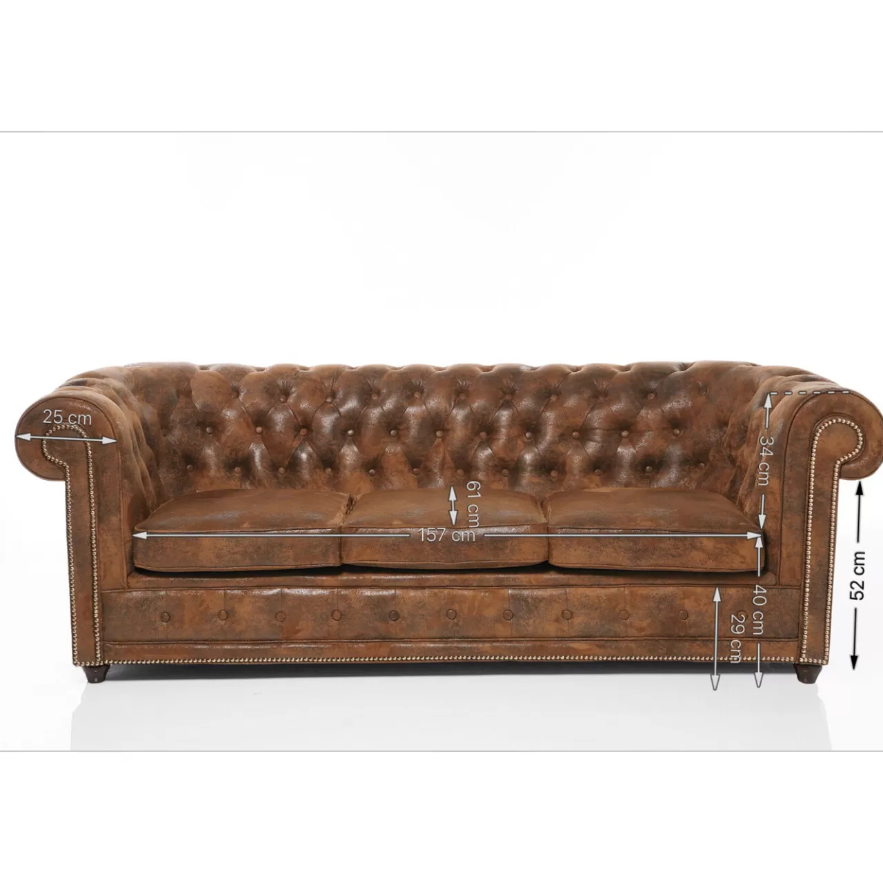 Sofa Cambridge 3 Places Vintage Smart*KARE Design Fashion