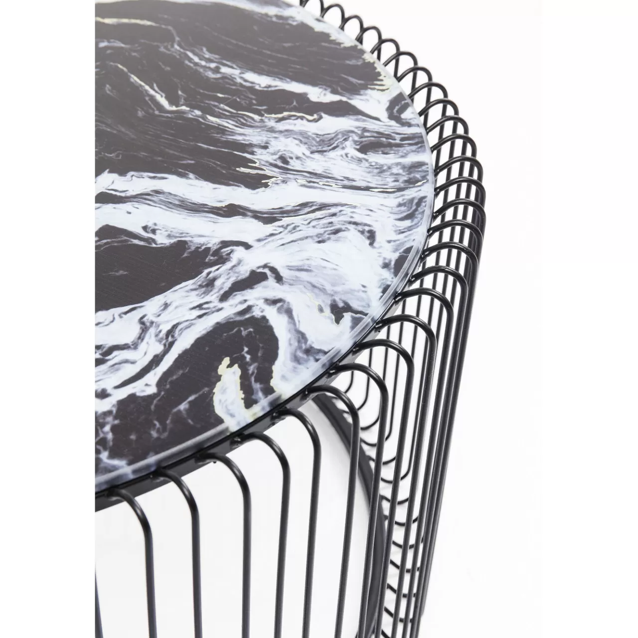 Table Basse Wire Noir/Verre Décor Marbre (2/Set)*KARE Design Store