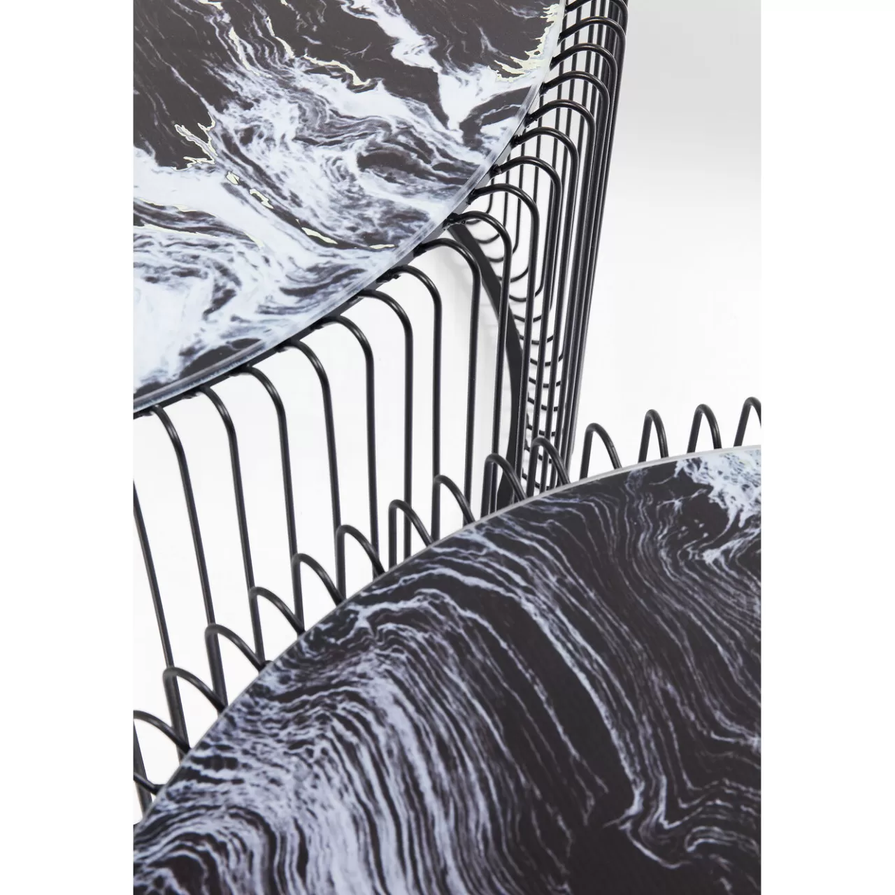 Table Basse Wire Noir/Verre Décor Marbre (2/Set)*KARE Design Store