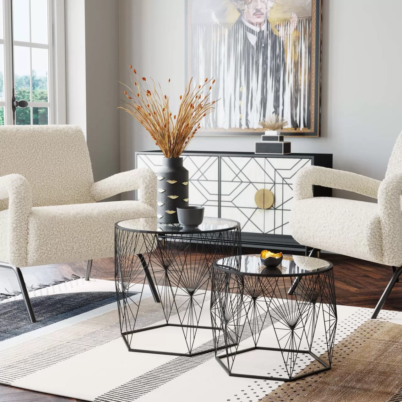 Table D Appoint Cobweb Noir (2/Set)*KARE Design New