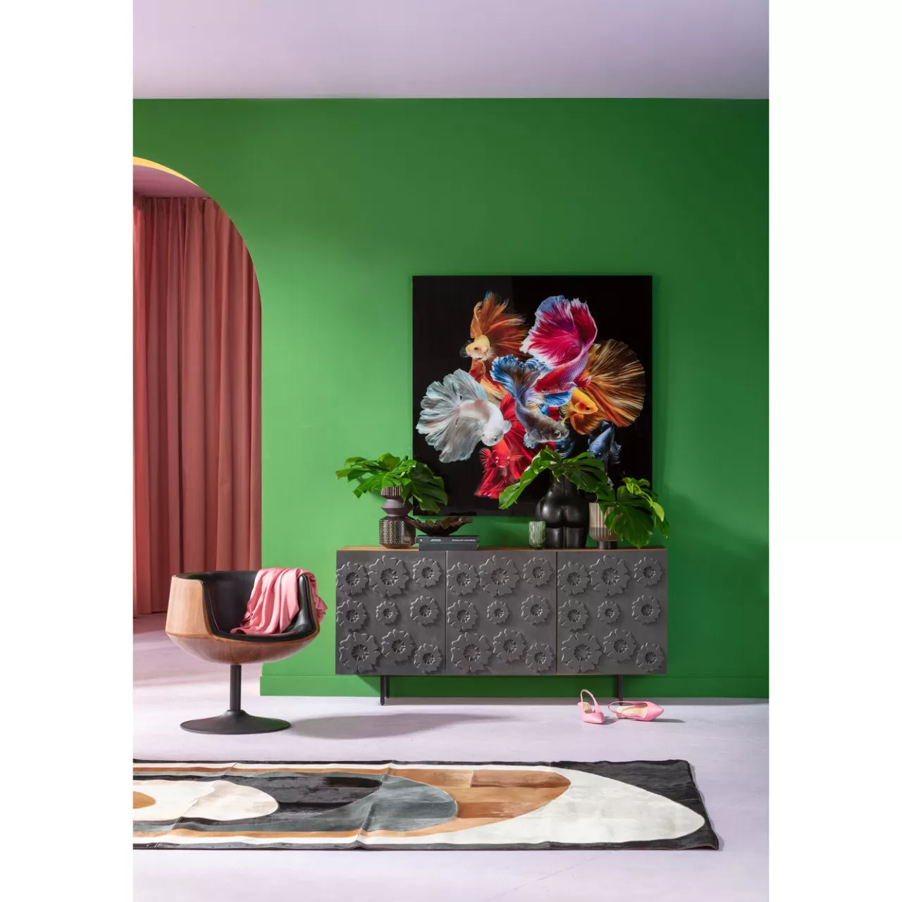 Tableau En Verre Colorful Swarm Fish 120X120Cm*KARE Design Best Sale