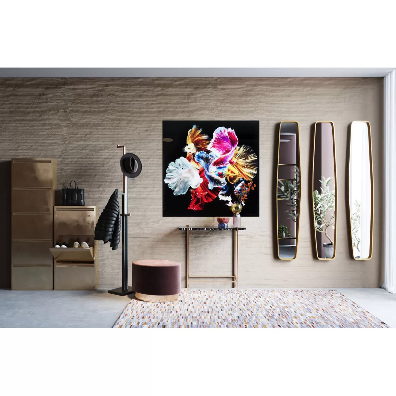 Tableau En Verre Colorful Swarm Fish 120X120Cm*KARE Design Best Sale