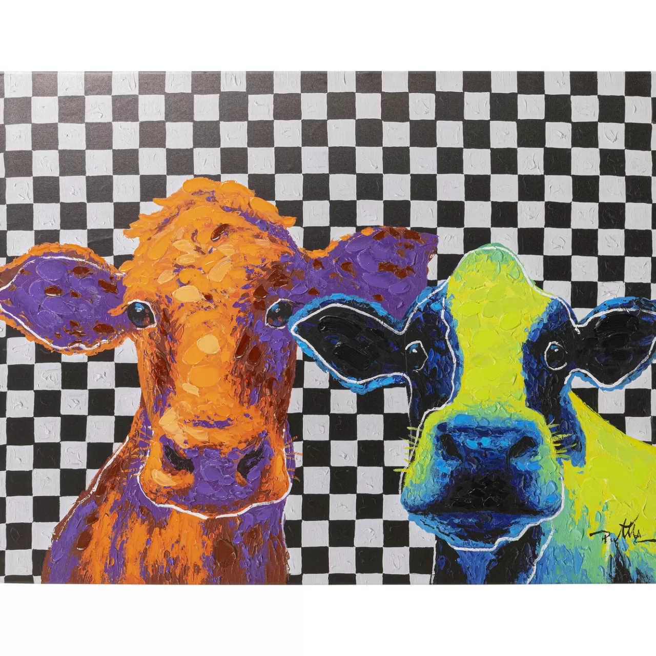 Tableau Sur Toile Colorful Cows 120X90Cm*KARE Design Cheap