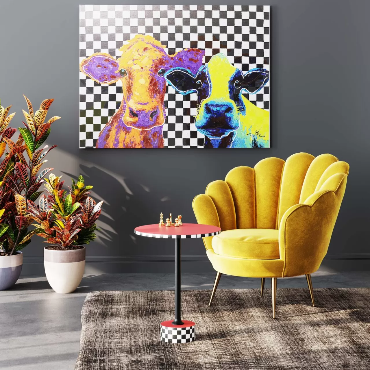 Tableau Sur Toile Colorful Cows 120X90Cm*KARE Design Cheap