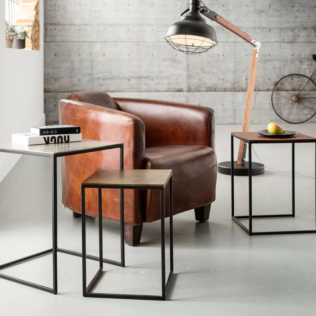 Tables D Appoint Loft Square Vintage (Jeu De 3) 41*KARE Design Shop